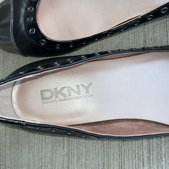 DKNY Black and Silver Grommet Detail Flats - Picture 5 of 9